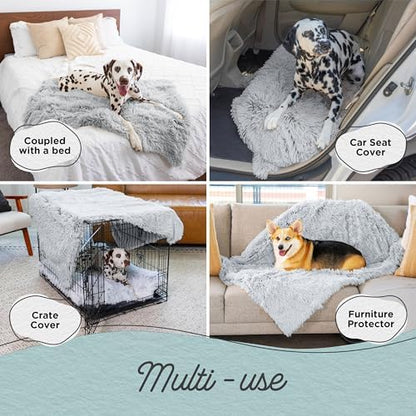 Best Friends by Sheri Dog Blanket, Shag Faux Fur, Frost Gray, 30" x 40"