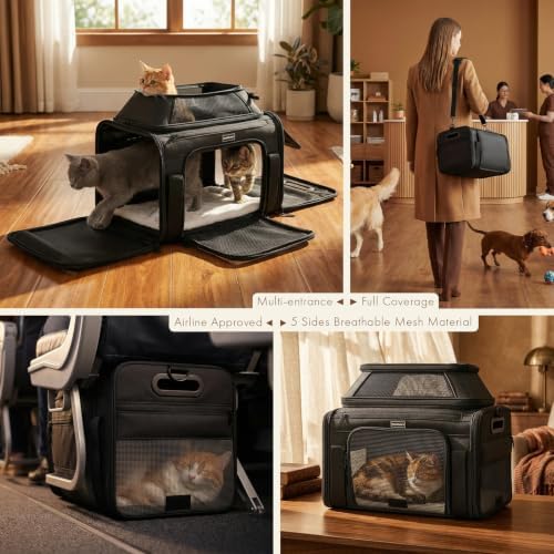 Top-Expandable Pet Carrier with Treat Pet Window,17x11x9.5 Airline Approved