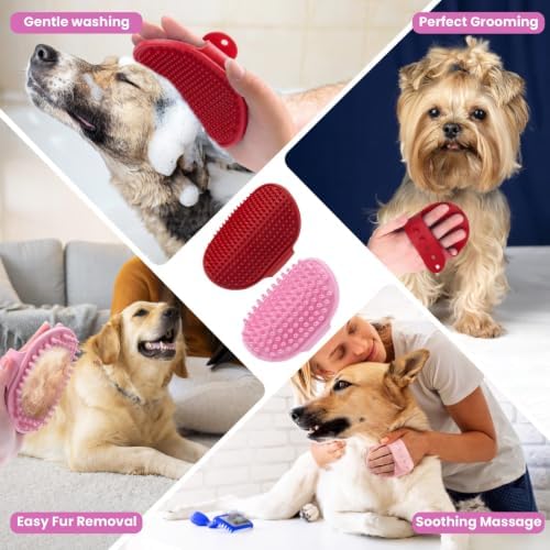 9PCS Pet Grooming & Bathing Kit with Storage Bag for Dogs & Cat (Pink)