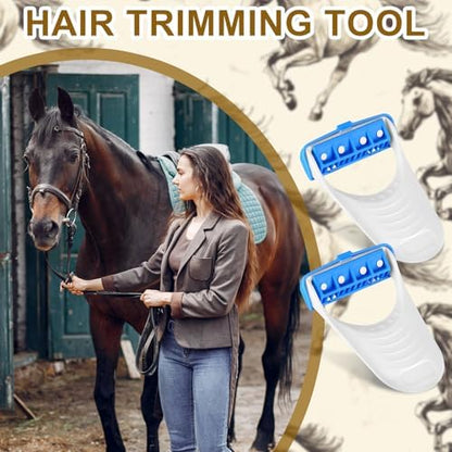 24 Pcs Horse Clippers Horse Grooming Razor Disposable Grooming Razor Horse Trimmer Shaver Kit Fit for Horse Dog, White&Blue