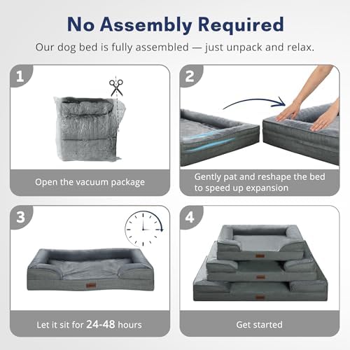 Dog Beds for Large Sized Dogs,Orthopedic Waterproof Big Pet Bed with Sides