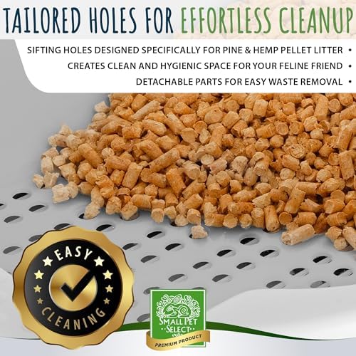 Small Pet Select Sifting Cat Litter Box, with Scoop & 5 Pee Pads