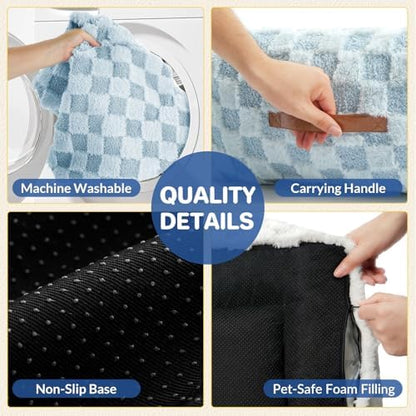ABCPET Cat Bed Cats Couch for Puppy and Kitten, Fluffy Pet Couch Small Dog Sofa Bed, Supportive Cat Sofa for Indoor Cats, Washable Cover & Non-Slip, 26 inch, Blue
