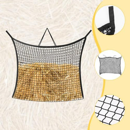 2.6x2.6 Ft Round Bale Hay Net for Horses & Goats, 1.2" Holes Slow Feeder Hay Nets with Hay Net Repair Tool