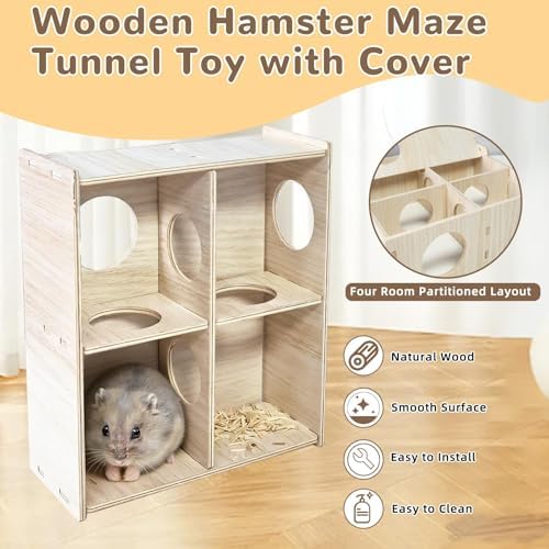 Kathson Multi-Chamber Hamster Tunnel House Maze: 2 Entrance 6 Rooms Hideout