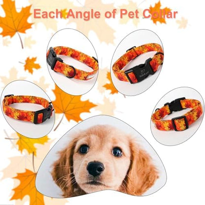 Fall Dog Collar, Gold Maple Leaves Print Puppy Collar M