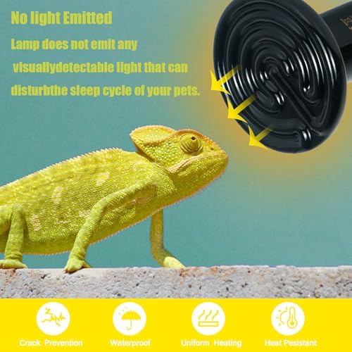 0.25 inch(75mm) Ceramic Heat Emitter Bulb 2 Pack for Reptiles – No Light Infrared Heat Lamp for Lizards, Snakes, Bearded Dragons – Safe Nighttime Heating for Terrariums & Outdoor Pet Brooders
