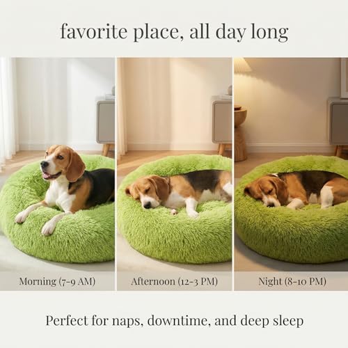 nononfish Cozy Donut Dog Bed,Plush Round Calming Pet Bed