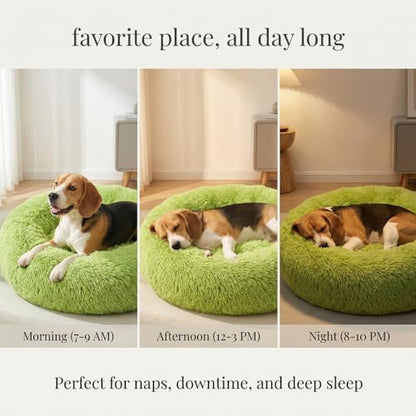 nononfish Cozy Donut Dog Bed,Plush Round Calming Pet Bed
