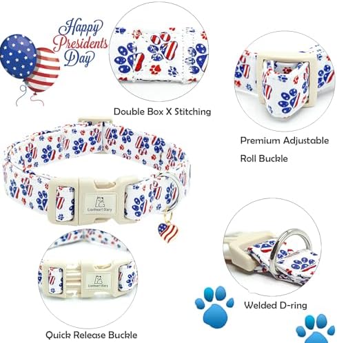 Lionheart glory American Flag Dog Collar, 4 of July Patriotic Independence Day Dog Collar Heavy Duty Adjustable Dog Collars for Small Dogs Pet Gift Summer Collars Dog Cute Collars