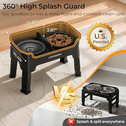 URPOWER Mess Proof Elevated Dog Bowls 4 Height Adjustable Raised Stand