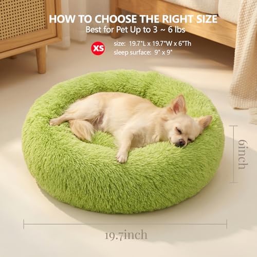 nononfish Calming Donut Dog Bed,Soft Plush Pet Bed for Small Dogs