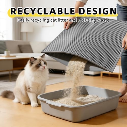 Cat Litter Mat, 30"x24", Waterproof, Easy to Clean (Grey-2Pack)