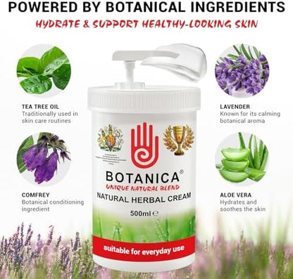 Botanica Herbal Cream | Horse Skin & Coat Cream | Equine Moisturizing Grooming Formula for Dry-Looking, Rough-Looking Areas | Aloe Vera, Tea Tree, Lavender & Comfrey | 500 ml