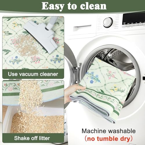 Bienbee Cat Litter Mat, 2 Pack 33" x 22" Machine Washable for Litter Boxes