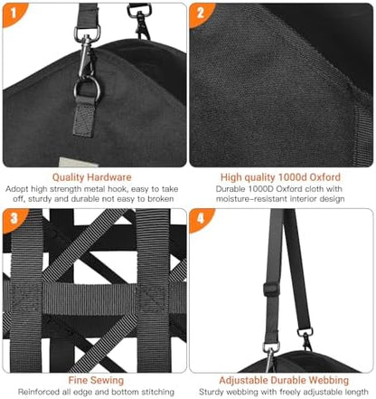 Dual Purpose Feed Horse Hay Bags, 2 Pack Large Black Oxford Fabric