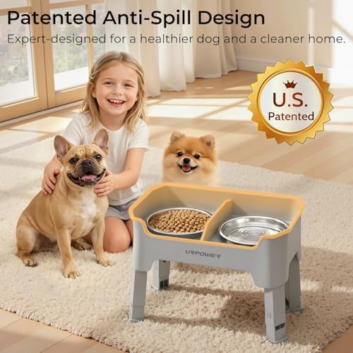URPOWER Mess Proof Elevated Dog Bowls for Small Dogs with Splash Guard