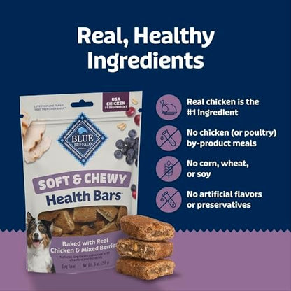 Blue Buffalo Health Bars Chicken & Mixed Berries Soft & Chewy Treats, 9 oz