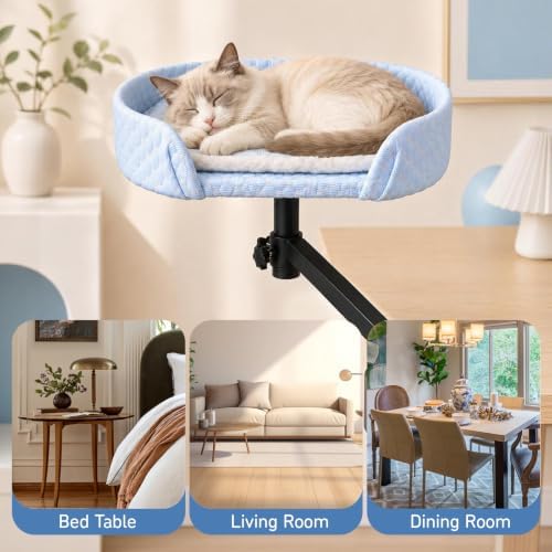Desk Bed for Indoor Cats, Adjustable Clamp-On Bed with 40 lbs Weight