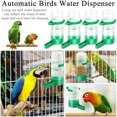Lamoutor 4Pcs Bird Water Feeder Plastic Drinker Feeder Water Clip for Parrots Budgie Cockatiel Lovebirds