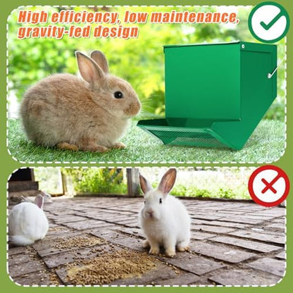 Maxcheck 2 Pcs Rabbit Feeder for Cages, 7.7 Inches, Mesh Bottom, Green