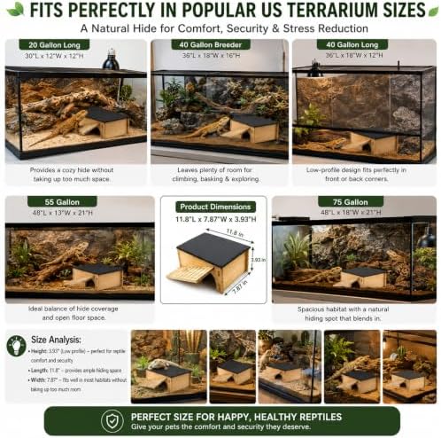 Bearded Dragon Basking Platform & Hideout, Natural Slate Rock Reptile Hide
