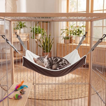 Novabright 4 Pack Cat Hammocks & Self Warming Mats Set for Crate, White