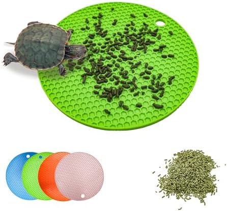 4 Pack Tortoises Feeding Mats, Foraging Toys for Turtles, Reptile Tank Accessories for Healthy Feeding, PVC Foraging Mat to Increase Feeding Time for Turtle, Bearded Dragon, Gecko, Hermit Crab
