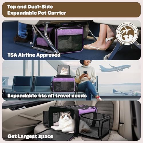 Top and 2 Sides Expandable Cat Carrier 18x13.5x9.5 TSA Airline Approved