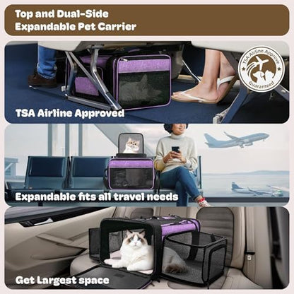Top and 2 Sides Expandable Cat Carrier 18x13.5x9.5 TSA Airline Approved
