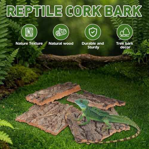 DOITOOL 8 Pcs Reptile Bark Hides, Tree Cork Bark Flats Terrarium Decoration
