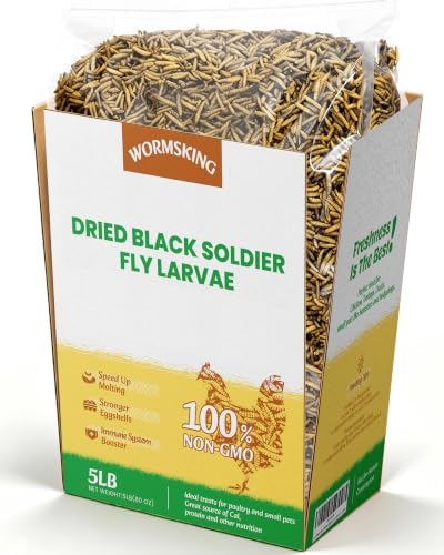 WORMSKING 5LB Dried Black Soldier Fly Larvae for Chickens