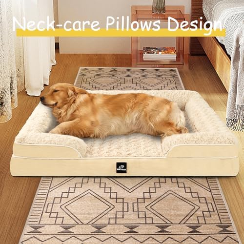 XL Orthopedic Dog Bed Large, Big Dog Bed, Dog Sofa Bed, Pet Beds(Beige, XL)