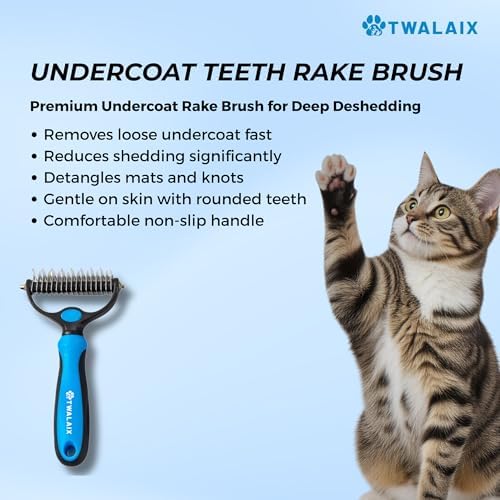 6 in 1 Pet Grooming Kit for Dogs & Cats - Deshedding Brush, Undercoat Rake, Slicker Brush, Nail Clipper, Nail File & Flea Comb for All Coat Types