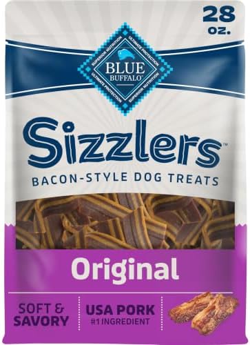Blue Buffalo Sizzlers Pork Bacon-Style Dog Treats, 28 oz