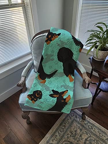 Caroline's Treasures MLM1011LQB Longhaired Black Tan Dachshund Quilted Blanket 50x60 Artwork Pattern Quilted Throw Blanket for Bed, Couch, Sofa, Soft and Lightweight