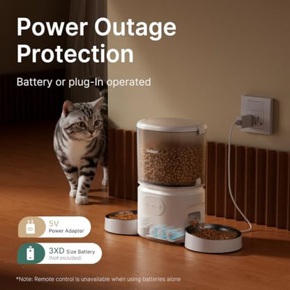 Automatic Cat Feeder for 2 Cats, Dual Cat Feeder with 5G WiFi APP