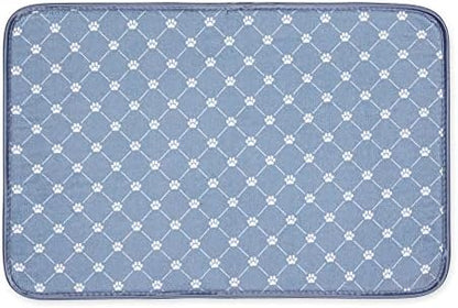Bone Dry Machine Washable, Ultra Absorbent Pet Mat, 12x18, Stonewash Blue Trellis Print