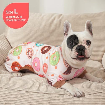 KYEESE Velvet Dog Pajamas for Small Medium Dogs Soft Onesie, Donut