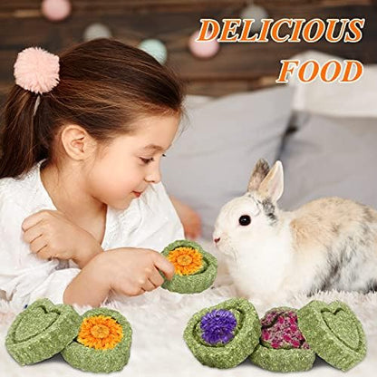 20PCS Bunny Chew Toys for Bunny's Teeth Organic Timothy Hay Cakes