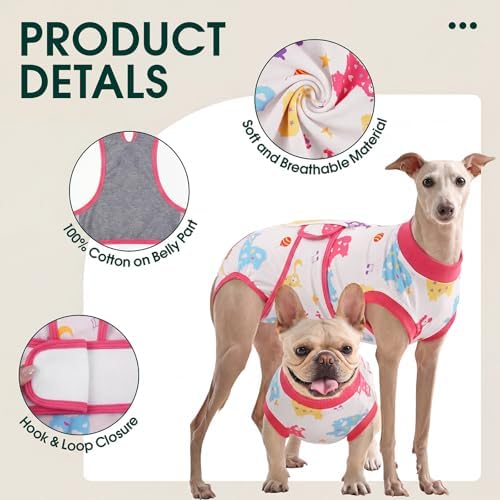 Kuoser Dog Recovery Suit, Female Male Spay Neuter Surgery Suit, Llama, M