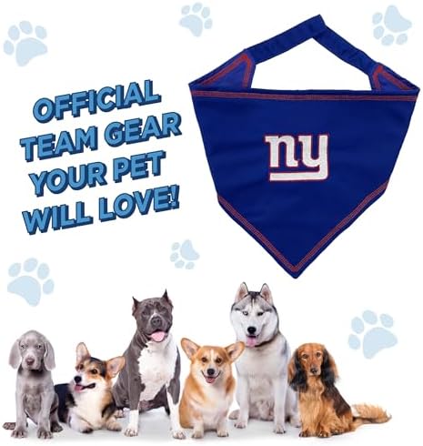 NFL New York Giants TIE Bandana, Small/Medium. Dog Bandana Scarf Bib for Pet Cat Dog. The Ultimate Game-Day, Party Bandana