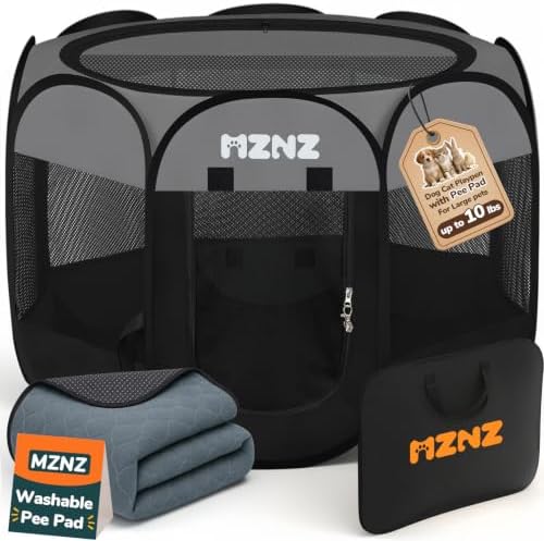Dog Cat Small Animal Puppy Playpen with Pee Pad, Small, Dark Grey