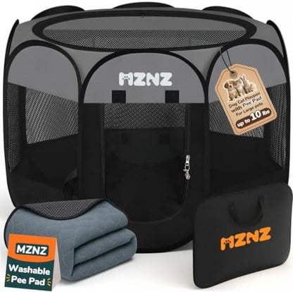 Dog Cat Small Animal Puppy Playpen with Pee Pad, Small, Dark Grey