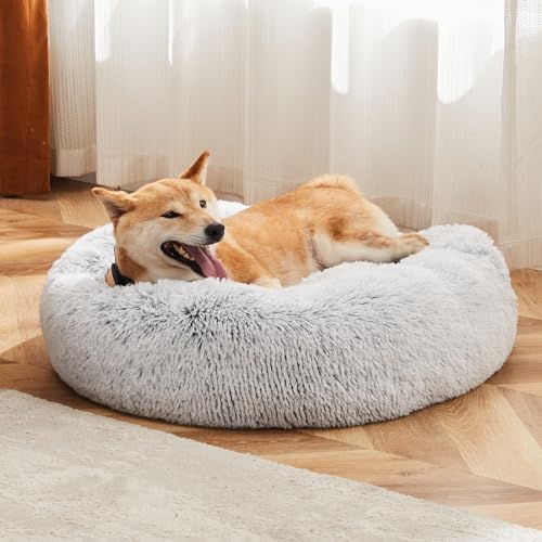 NEWBULIG 37x37 Inch Donut Dog Bed for Indoor Use, Fluffy Large Pet Sofa