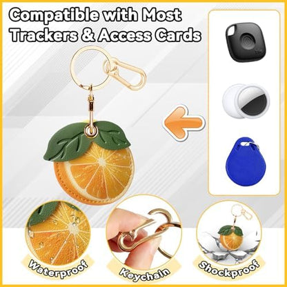 Leather Keychain Holder Case for AirTag, Cute Protective Cover for Apple Airtag KeyChain, GPS Tracker Item Finder