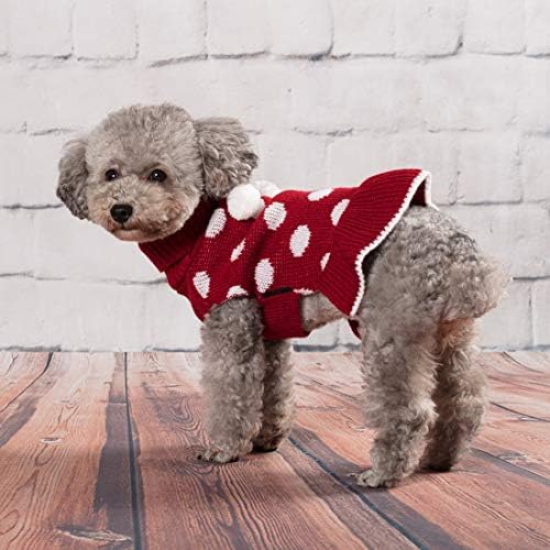 KYEESE Dog Sweater Dress for Small Dogs Turtleneck Thick Knit Pullover