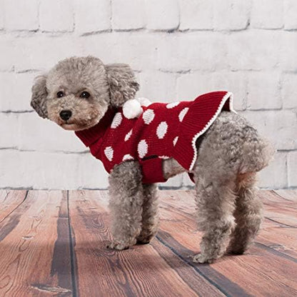 KYEESE Dog Sweater Dress for Small Dogs Turtleneck Thick Knit Pullover