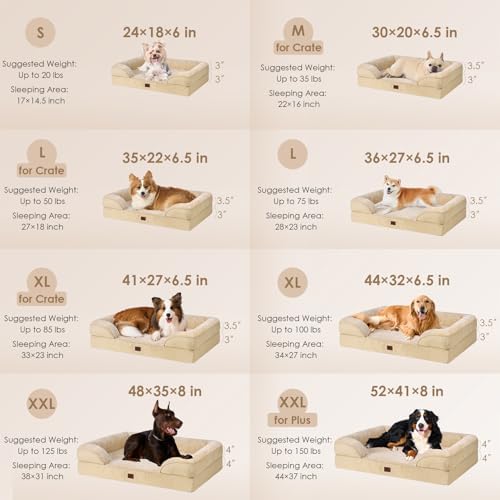 EHEYCIGA Orthopedic Dog Beds Large Sized Dog, Waterproof Washable Pet Bed