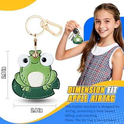 Leather Keychain Holder Case for AirTag, Cute Protective Cover for Apple Airtag KeyChain, GPS Tracker Item Finder